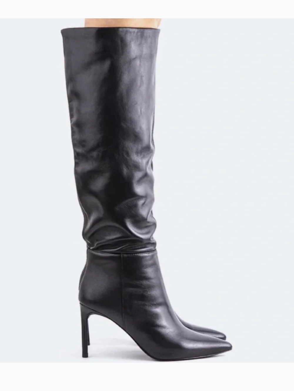 L’INTERVALLE Allister Black Leather Women's Knee-High Stiletto Boots | 9